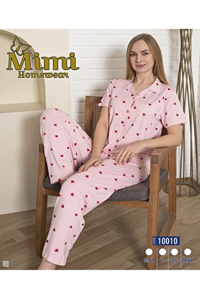 Mimi Homewear Σετ Πιτζάμες Ροζ με Κόκκινη Καρδιά