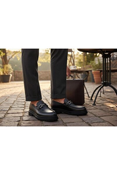 BAYRAMOĞLU KUNDURA BYK ATA 415 Piele Neagră Elegant Confortabil Pantofi Loafe...