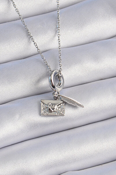 online kapsulavm avm alışveriş 316L Steel Silver Color Heart Detail Letter Fi...