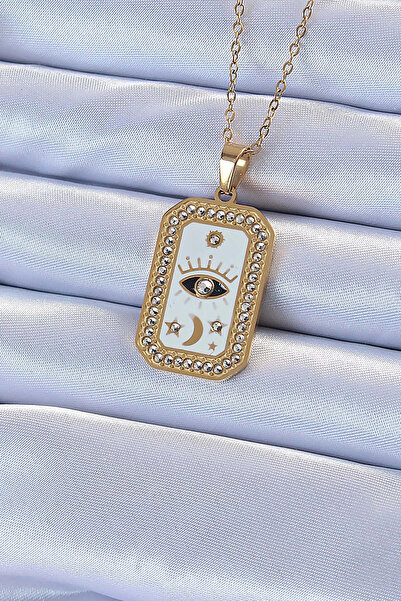 online kapsulavm avm alışveriş 316L Steel Chain Gold Color Enamel Zircon Ston...