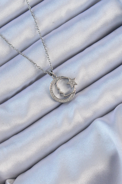 online kapsulavm avm alışveriş 316L Steel Chain Silver Color Zircon Stone Moo...