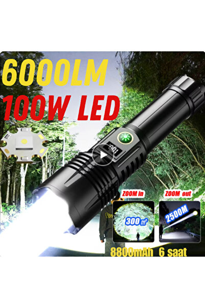 Gold Orion OR-508-TG 100W 6000 Lumen Ultra Power Flashlight - With Replacement 26650 Spare Battery