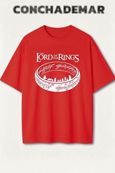 Vordevia Stăpânul Inelelor cu imprimeu Premium supradimensionat bumbac lu tricou