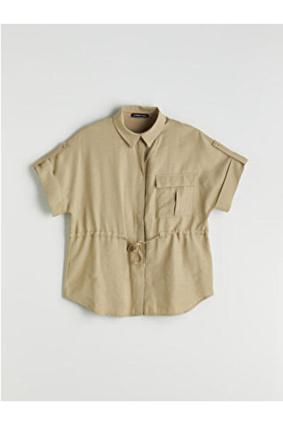 LC Waikiki Modanova Sezon Beige Oversized Modal Mixed Women's Shirt