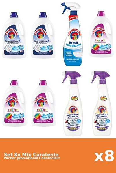 Chanteclair Set 8 Mix Curatenie Chanteclair: Clasic, Color, Mosc Alb