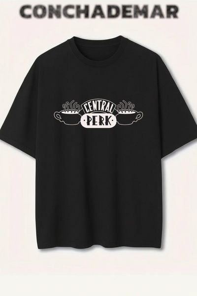 Vordevia Central Perk cu imprimeu Premium supradimensionat bumbac bucăți tricou