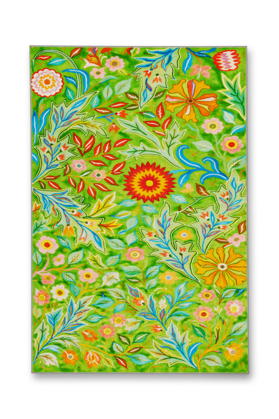 Rugs Modern Halı Mosso Green Theme Flower and Cheetah Figure Patterned Woven ...