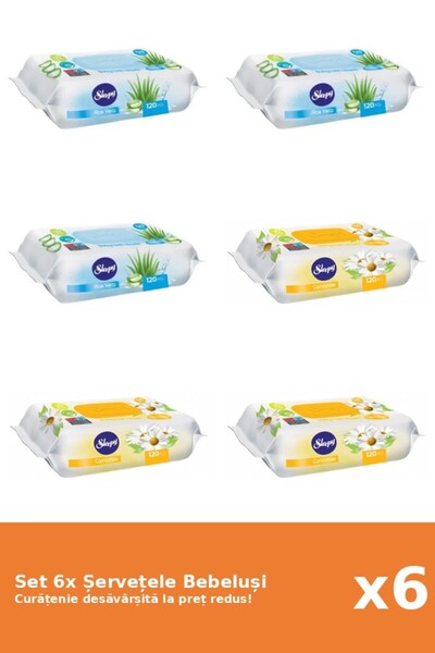 Sleepy Set of 6 Sleepy Baby Wipes: Aloe Vera, Chamomile