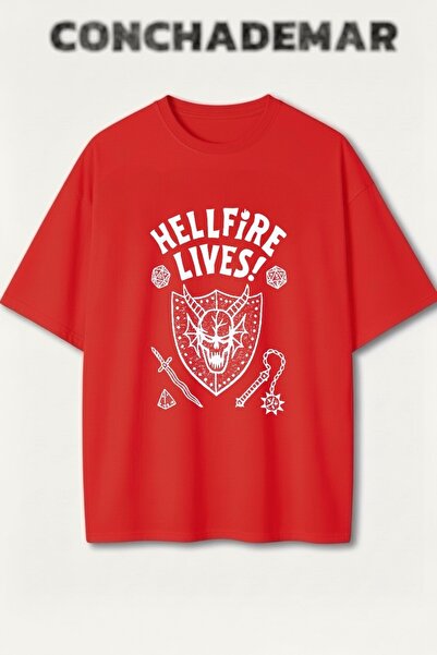 Vordevia Hellfire Lives Štampano Premium Oversize kroj Pamuk lu T-shirt