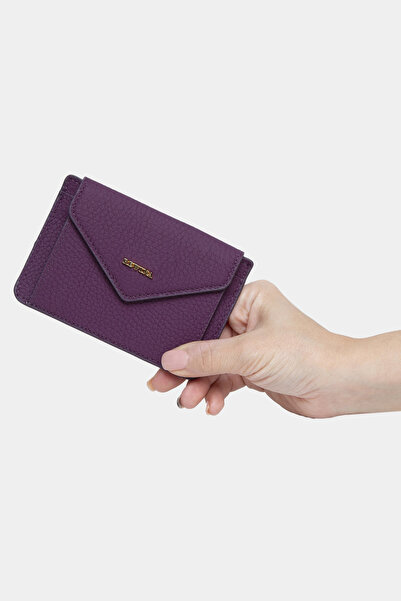 REWİNA Massarelli X Genuine Leather Women's Wallet Card Holder and Purple wit...