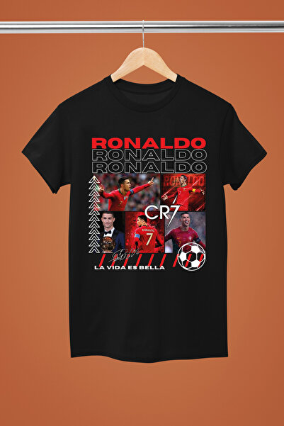 MAGORS تيشيرت رونالدو CR7 مطبوع بأكمام قصيرة وقصة عادية قطن LU