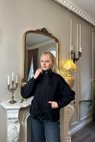 lizge giyim سترة مودال بسحاب أمامي