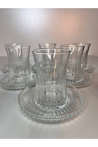 Paşabahçe Çizgili İnce Belli Çay Bardağı Seti