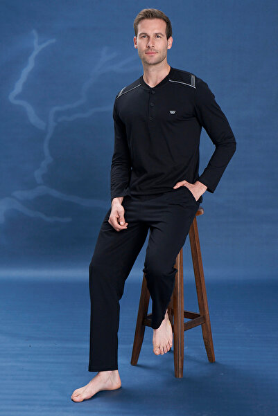 REMSA Ανδρικό σετ πιτζάμες μεγάλου μεγέθους από χτενισμένο βαμβάκι με λεπτομέ...