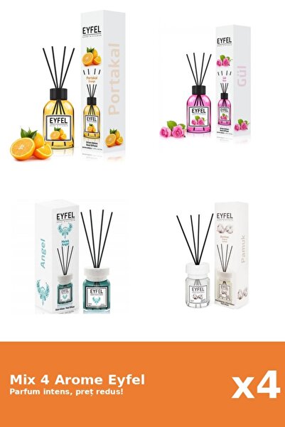 Eyfel Set 4 Mix Eyfel: 1x Angel, 1x Bumbac, 1x Portocala, 1x Trandafir