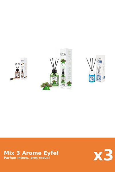 Eyfel Set 3 Mix Eyfel: 1x Cool Water, 1x Pin Si Menta, 1x Vanilie