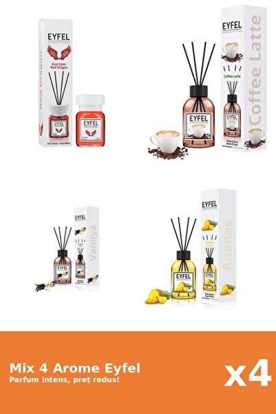 Eyfel Set 4 Mix Eyfel: 1x Ananas, 1x Cafea, 1x Red Dragon, 1x Vanilie