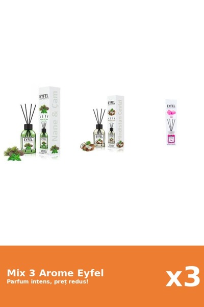 Eyfel Set 3 Mix Eyfel: 1x Bubble Gum, 1x Nuca De Cocos, 1x Pin Si Menta