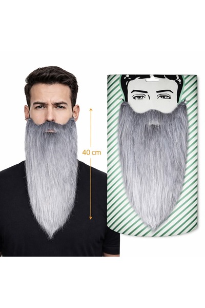 inci tasarım45 Gray Color Elastic Long False Beard 40 cm