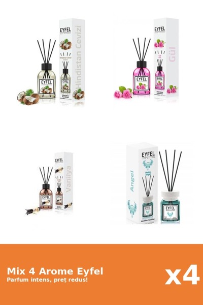 Eyfel Set 4 Mix Eyfel: 1x Angel, 1x Nuca De Cocos, 1x Trandafir, 1x Vanilie