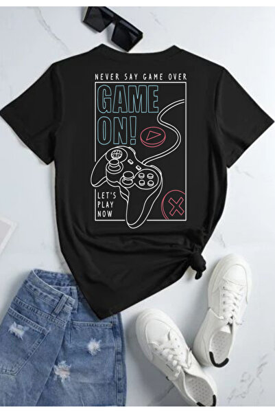 barsdepo Tricou Game On Back cu imprimeu - supradimensionat tricouri unisex p...