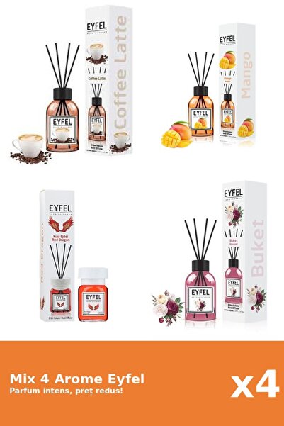 Eyfel Set 4 Mix Eyfel: 1x Bouquet, 1x Cafea, 1x Mango, 1x Red Dragon