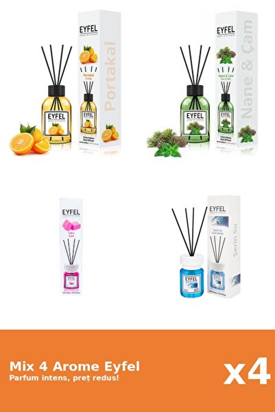 Eyfel Set 4 Mix Eyfel: 1x Bubble Gum, 1x Cool Water, 1x Pin Si Menta, 1x Port...