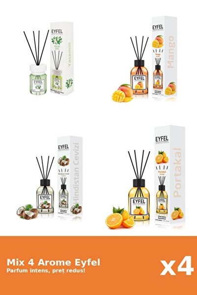 Eyfel Set 4 Mix Eyfel: 1x Iasomie, 1x Mango, 1x Nuca De Cocos, 1x Portocala