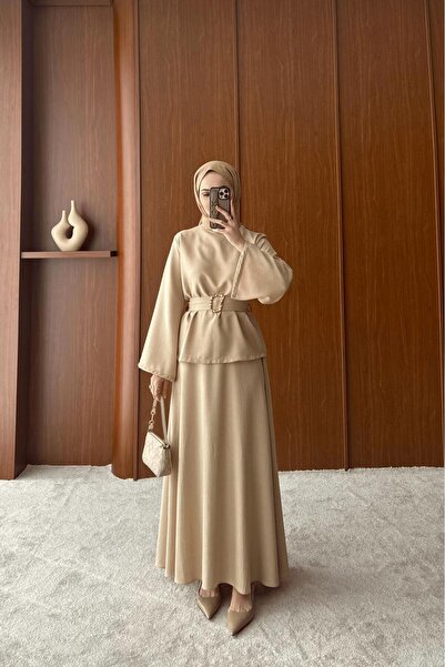 ALVOR Buckled Waist-Fitted Ruffled Top and Long Skirt Set