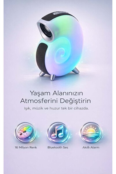 FaroxTech Salyangoz Tasarım RGB Işıklı Bluetooth Hoparlör - Akıllı Gün Doğumu...