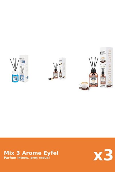 Eyfel Set 3 Mix Eyfel: 1x Cafea, 1x Cool Water, 1x Vanilie