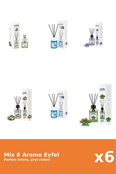 Eyfel Set 6 Mix Eyfel: 2x Cool Water, 1x Lacramioare, 1x Lavanda, 1x Nuca De ...