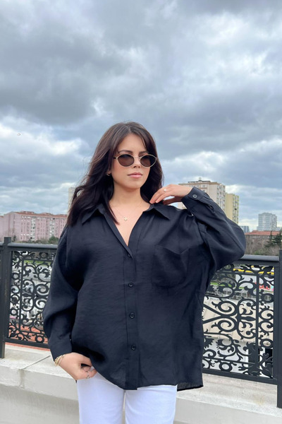 sunfyre Women's V-Neck Modal Fabric Casual Single Pocketed Sheer Shirt Sun290