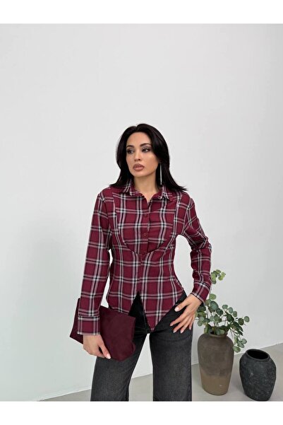 SHIRIN WEAR Fermuarlı Ekose Gömlek