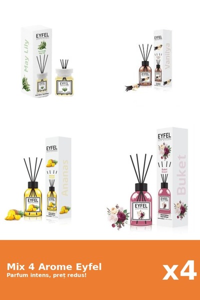 Eyfel Set 4 Mix Eyfel: 1x Ananas, 1x Bouquet, 1x Lacramioare, 1x Vanilie