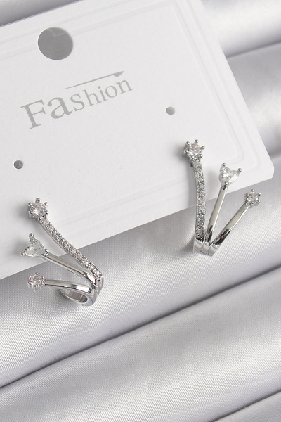 online kapsulavm avm alışveriş Brass Silver Color Zircon Stone Women's Earrings