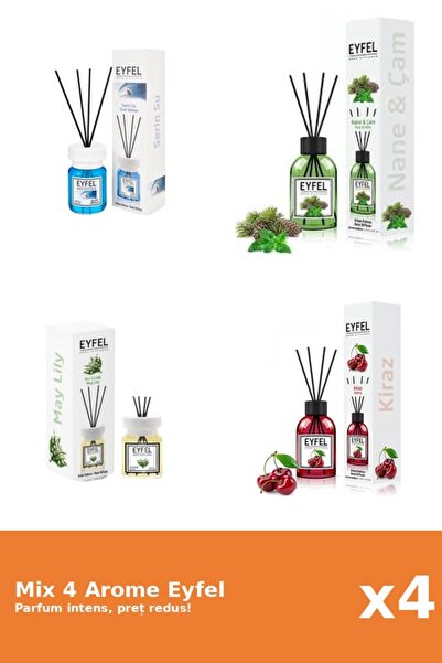 Eyfel Set 4 Mix Eyfel: 1x Cirese, 1x Cool Water, 1x Lacramioare, 1x Pin Si Menta