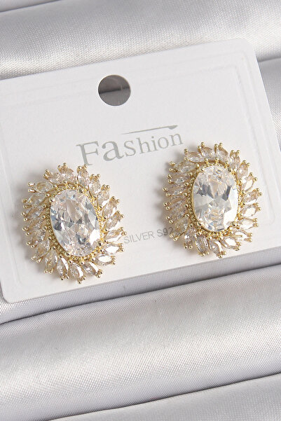 online kapsulavm avm alışveriş Brass Gold Color Zircon Stone Women's Earrings