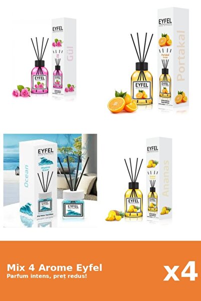 Eyfel Set 4 Mix Eyfel: 1x Ananas, 1x Ocean, 1x Portocala, 1x Trandafir