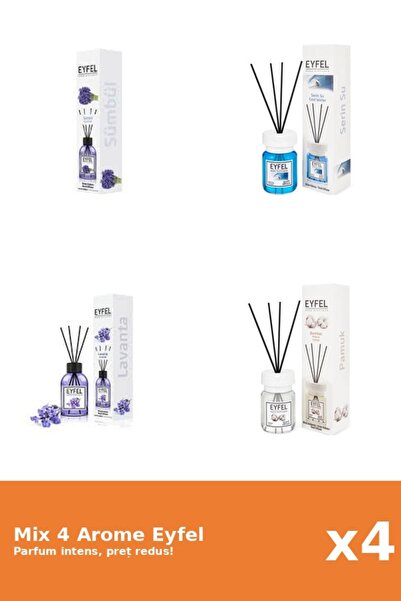 Eyfel Set 4 Mix Eyfel: 1x Bumbac, 1x Cool Water, 1x Lavanda, 1x Zambile