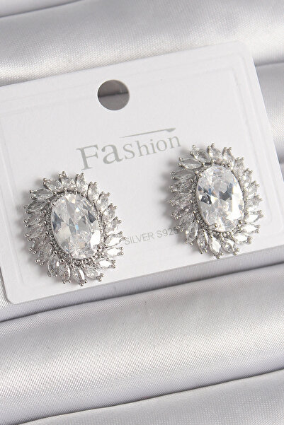 online kapsulavm avm alışveriş Brass Silver Color Zircon Stone Women's Earrings