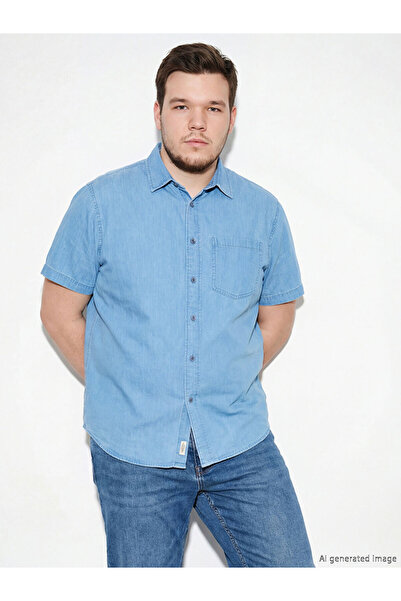LC Waikiki Ανδρικό τζιν πουκάμισο GiyÇık Store den Indigo σε κανονική γραμμή