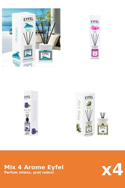Eyfel Set 4 Mix Eyfel: 1x Bubble Gum, 1x Lacramioare, 1x Ocean, 1x Zambile