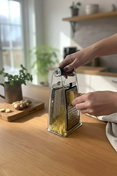 Kitchen Life 4 قطع مبشرة من الفولاذ المقاوم للصدأ ذات مقبض سيليكون، مبشرة ثوم...