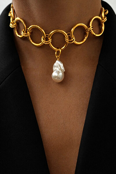 LIVOSH Baroque Pearl End-Cut Choker Necklace