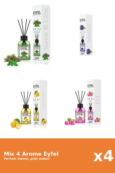 Eyfel Set 4 Mix Eyfel: 1x Lamaie, 1x Pin Si Menta, 1x Trandafir, 1x Zambile