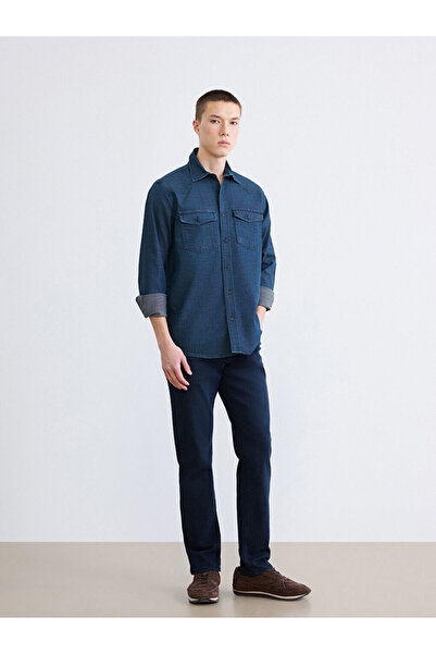 LC Waikiki Ανδρικό τζιν πουκάμισο GiyÇık Store den Indigo σε κανονική γραμμή