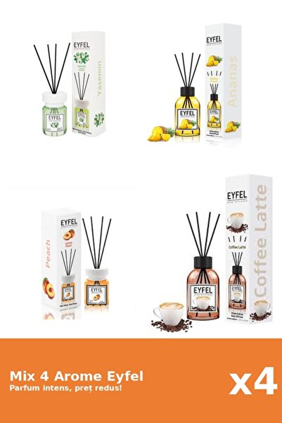 Eyfel Set 4 Mix Eyfel: 1x Ananas, 1x Cafea, 1x Iasomie, 1x Piersica