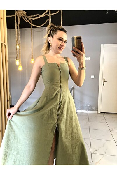 Gözde Tasarım Butik Women's Mint Green Double-Sided Zippered Parachute Fabric...