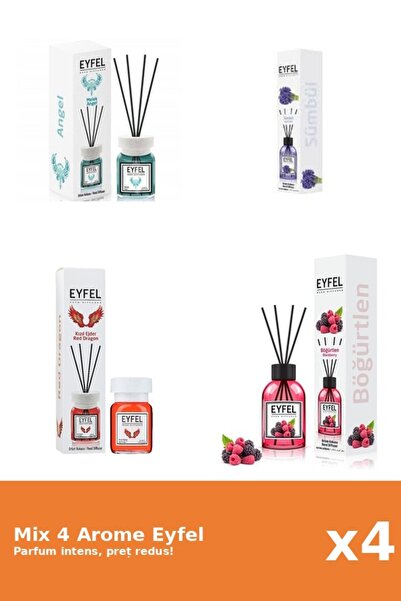 Eyfel Set 4 Mix Eyfel: 1x Angel, 1x Fructe De Padure, 1x Red Dragon, 1x Zambile